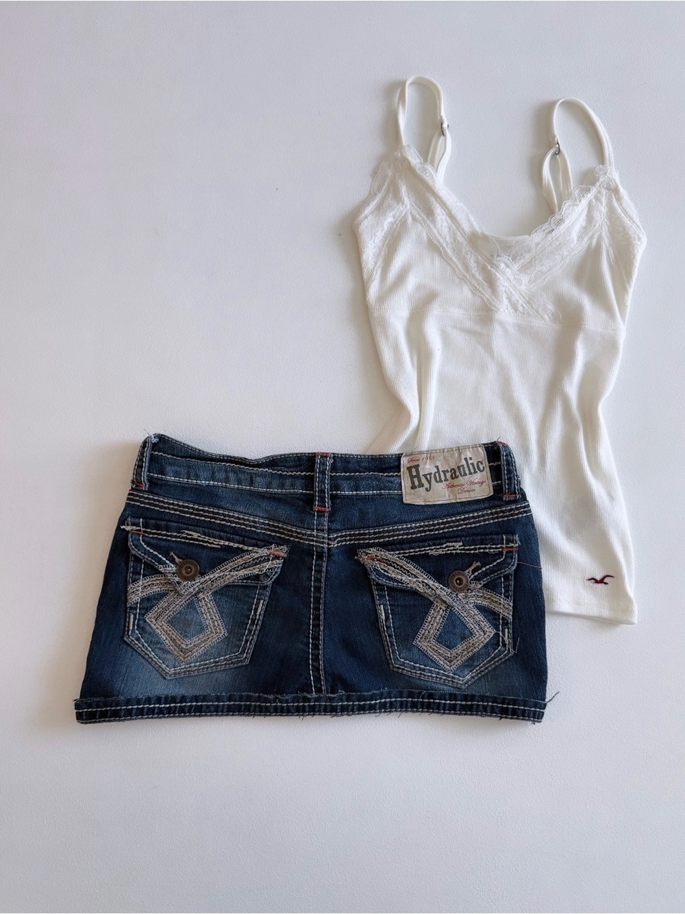 vintage hydraulic low rise denim mini
skirt